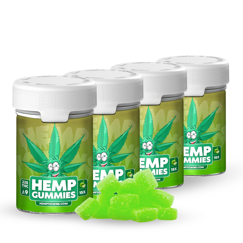 Delta-9 THC Gummies | Sour Apple | 4-Bottle Bundle | 900MG