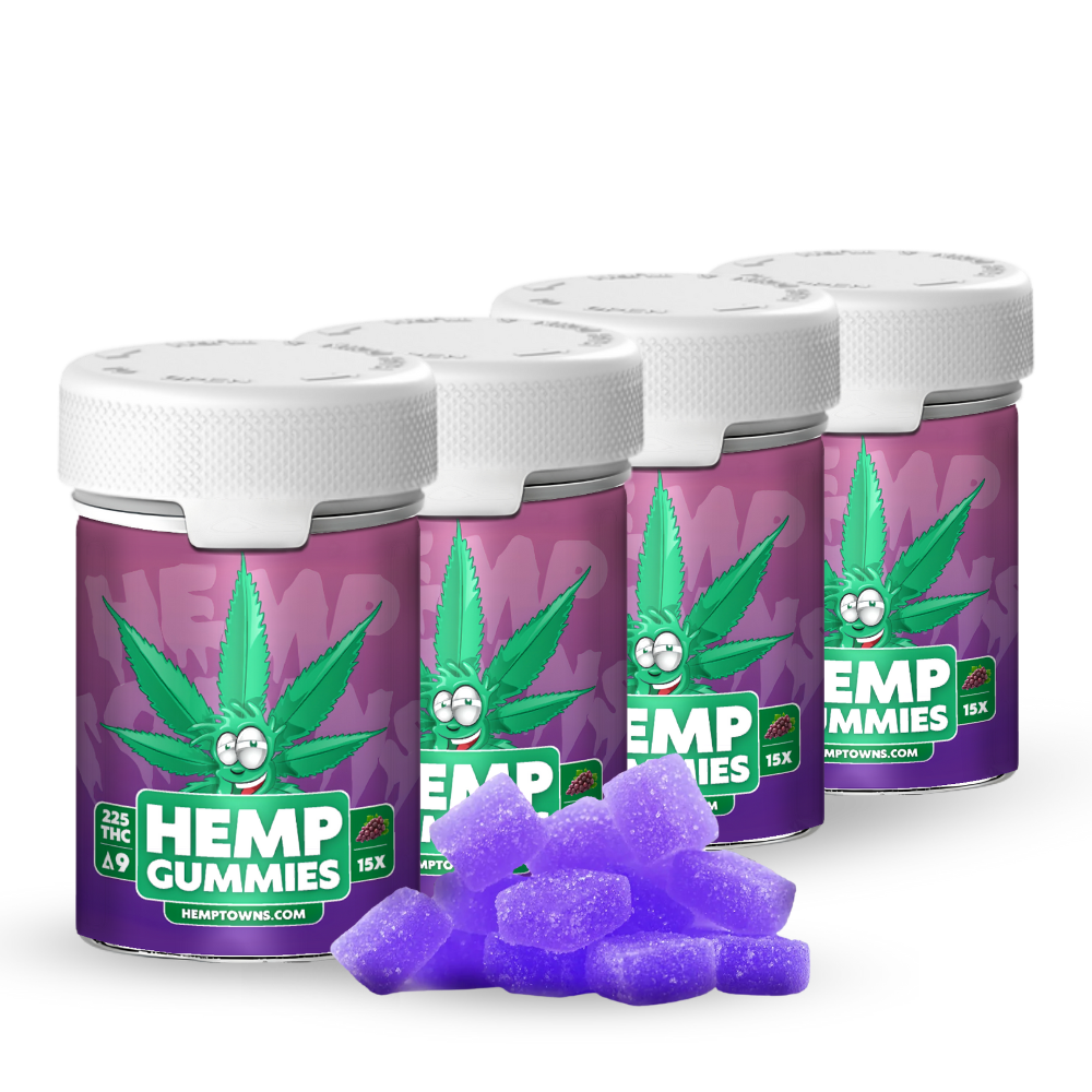 Delta-9 THC Gummies | Grape | 4-Bottle Bundle | 900MG